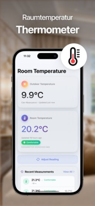 Raumtemperatur Smartphone-Screenshot