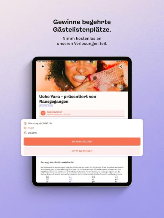Rausgegangen: Events entdecken Tablet-Screenshot3