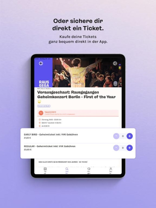 Rausgegangen: Events entdecken Tablet-Screenshot4