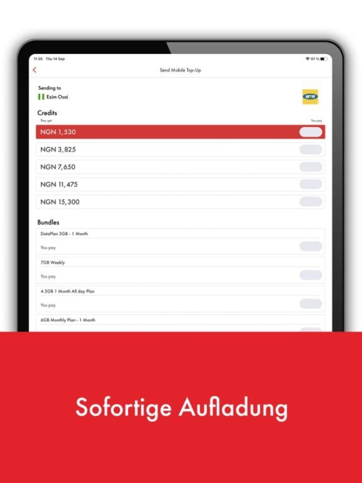 Rebtel: Aufladungen und Anrufe Tablet-Screenshot3