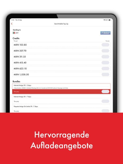 Rebtel: Aufladungen und Anrufe Tablet-Screenshot4