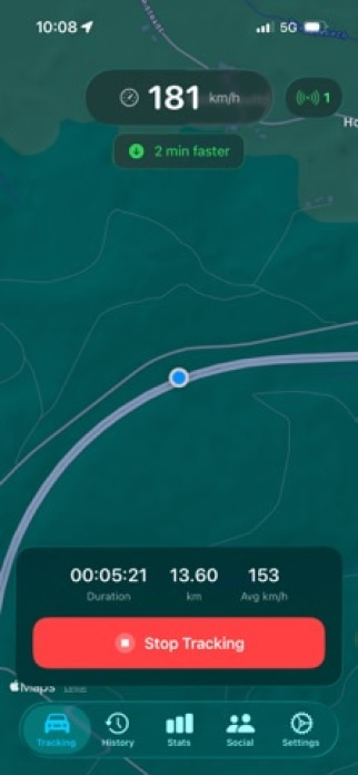Speed-Tracker Smartphone-Screenshot