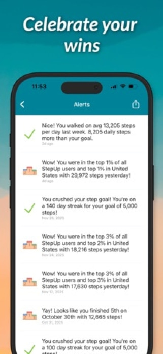 StepUp Pedometer Schrittz&auml;hler Smartphone-Screenshot7