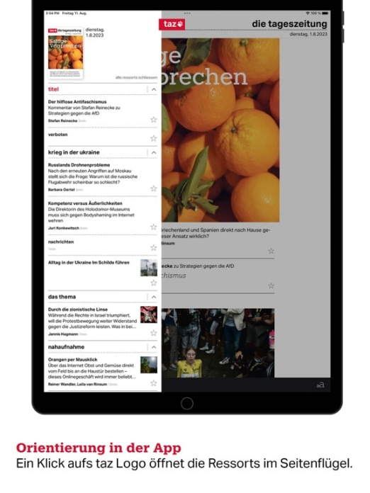 taz, die tageszeitung Tablet-Screenshot4