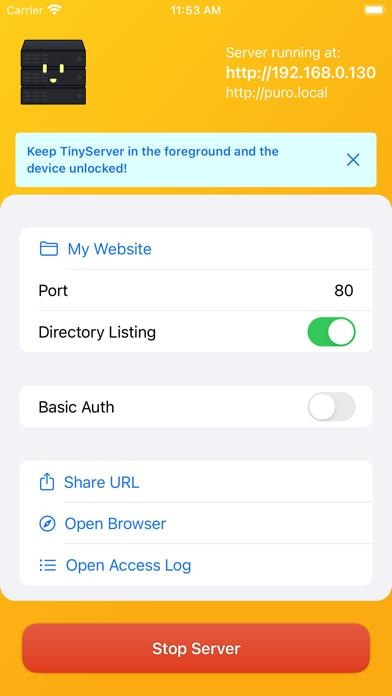 TinyServer Smartphone-Screenshot