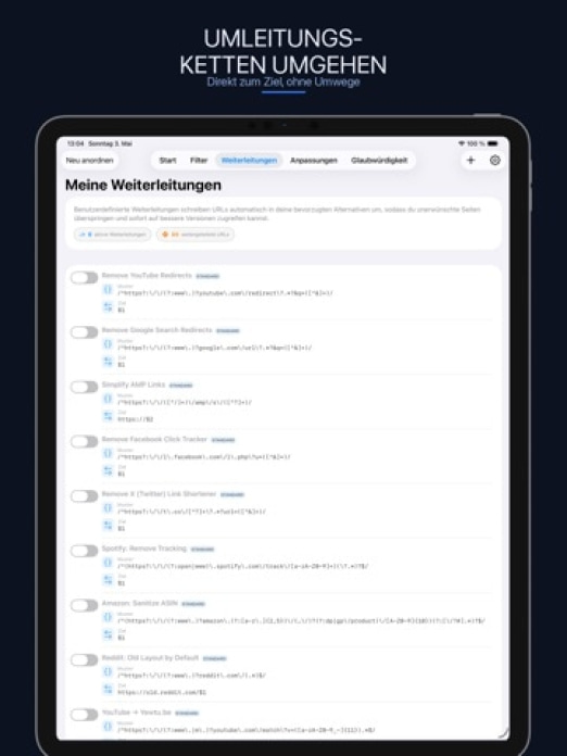 Trackless Links Pro: URL+ Tablet-Screenshot
