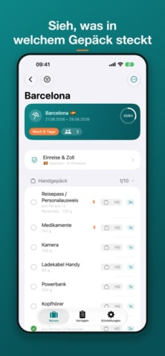 TravelSheet: Smarte Packliste Smartphone-Screenshot5
