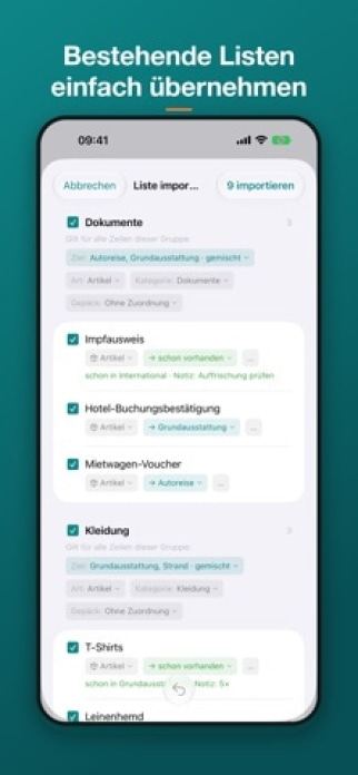 TravelSheet: Smarte Packliste Smartphone-Screenshot7