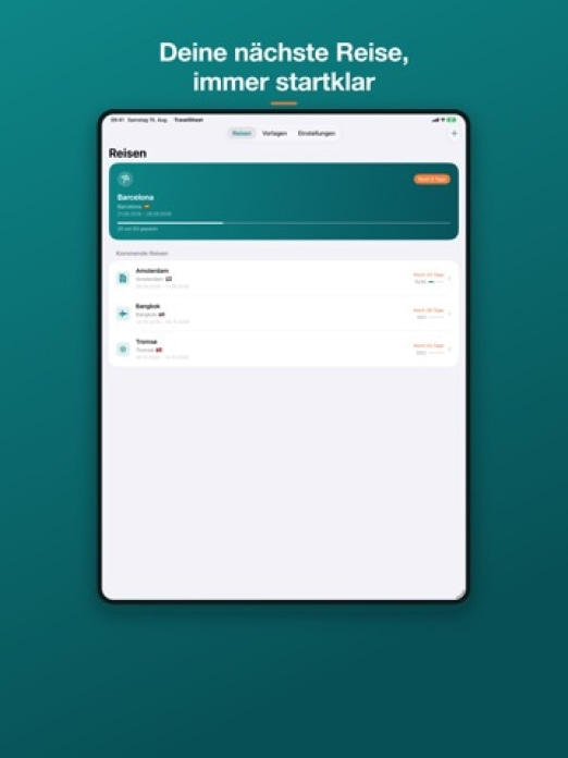 TravelSheet: Smarte Packliste Tablet-Screenshot3