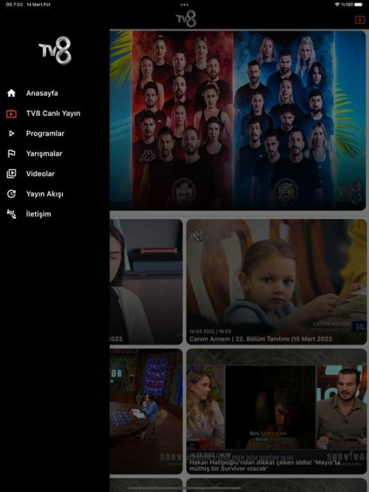 TV8 Tablet-Screenshot