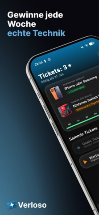 Verloso: Echte Gewinnspiele. Smartphone-Screenshot
