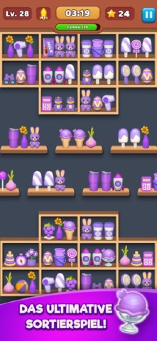 Waren sortieren Match-3-Puzzle Smartphone-Screenshot4