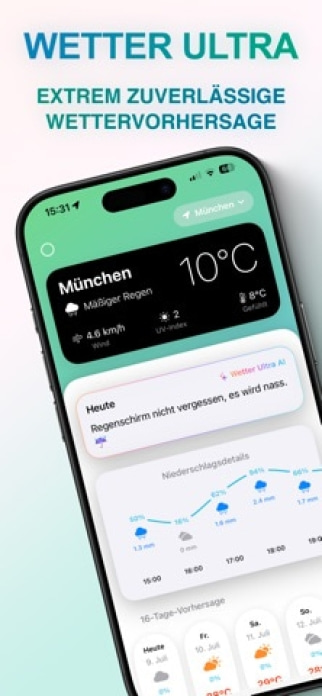 Wetter Ultra - Regen & Widgets Smartphone-Screenshot