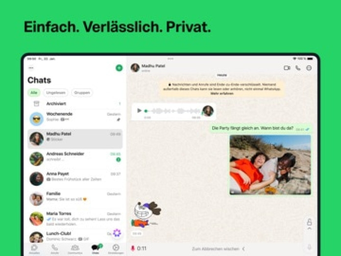 WhatsApp Messenger Tablet-Screenshot