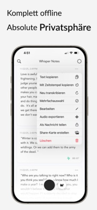 Whisper Notes: Sprache zu Text Smartphone-Screenshot2