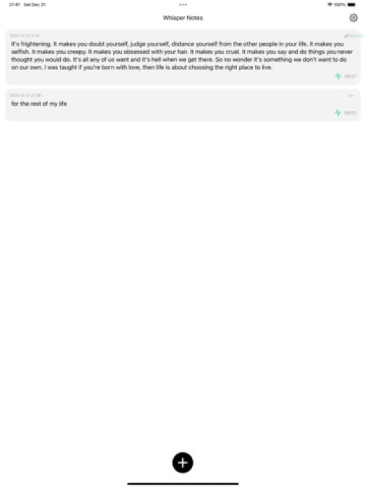 Whisper Notes: Sprache zu Text Tablet-Screenshot