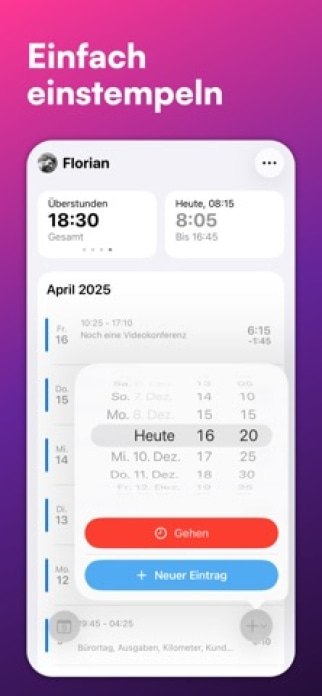 WorkTimes Arbeitszeiterfassung Smartphone-Screenshot2