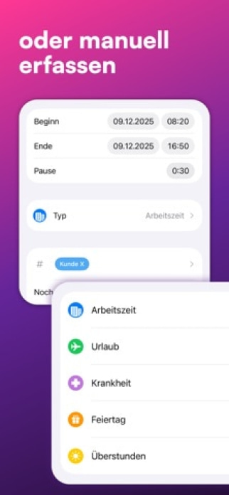 WorkTimes Arbeitszeiterfassung Smartphone-Screenshot3