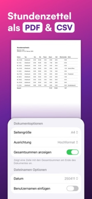 WorkTimes Arbeitszeiterfassung Smartphone-Screenshot5