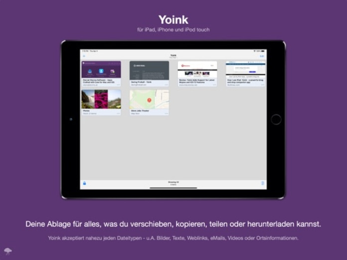 Yoink - Besseres Drag und Drop Tablet-Screenshot